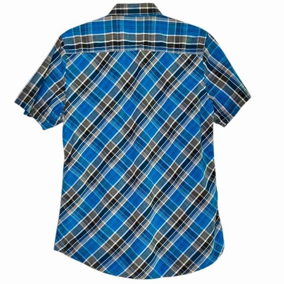 Ecko Unlimited Plaid Short Sleeve Shirt in Blue/Black/White Men’s M - Picture 3 of 5